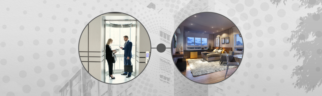 A uma viagem de elevador do trabalho